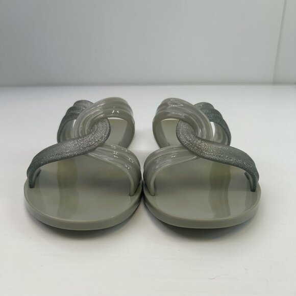 Melissa Sandal Women 10 Slip On Metallic Sparkle Strap Beach Cruise Pool Core Go - Picture 1 of 10